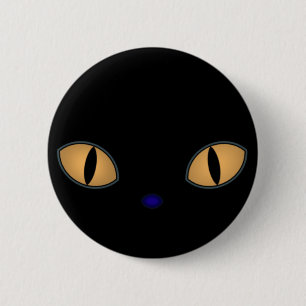 Zwarte kat met grote Sinaasappels ogen Ronde Button 5,7 Cm