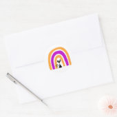Zwarte Kat Met Halloween Gekleurde Regenboog Ronde Sticker (Envelop)