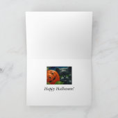 ZWARTE KAT MET HALLOWEEN POMPOEN PAS KAART AAN (Binnen)