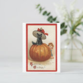  zwarte kat met heks Pet Briefkaart (Staand voorkant)