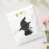 Zwarte kat met heks Pet Halloween Bedankzakje (Gezegeld)