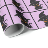 Zwarte kat met heks Pet Halloween Cadeaupapier (Rol Hoek)