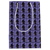 Zwarte kat met heks Pet Halloween Medium Cadeauzakje (Voorkant)