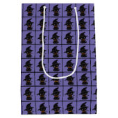 Zwarte kat met heks Pet Halloween Medium Cadeauzakje (Achterkant)