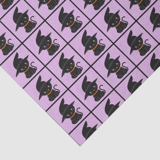 Zwarte kat met heks Pet Halloween Tissuepapier (Detail)