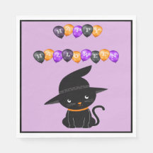 Zwarte Kat Met Heksenhoed Gelukkig Halloween Ballo