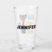 Zwarte kat met Ho Ho Ho-tekstontwerp Glas (Achterkant)