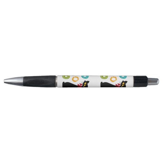 Zwarte kat met Ho Ho Ho-tekstontwerp Pen (Voorkant)