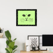 zwarte kat met hoge oogboldruk poster (Thuiskantoor)