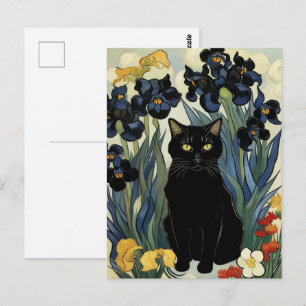 Zwarte Kat Met Irissen Briefkaart
