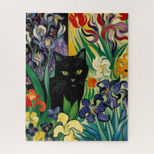 Zwarte Kat Met Irissen Legpuzzel