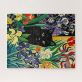 Zwarte Kat Met Irissen Legpuzzel (Horizontaal)
