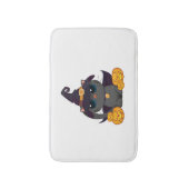Zwarte kat met Jack O Lantern Halloween Shirt Badmat (Voorkant Verticaal)