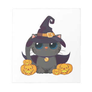 Zwarte Kat Met Jack O Lantern Halloween Shirt Notitieblok
