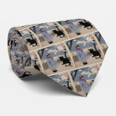 Zwarte kat met Japanse dame Stropdas (Opgerold)