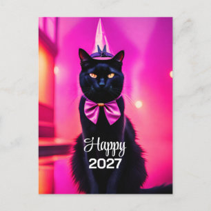 Zwarte kat met jazzy uitstraling wenst prettig 202 briefkaart