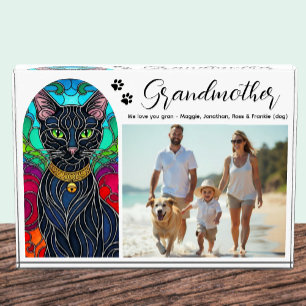Zwarte kat met Jingle Bell Art Mosaic, Grootmoeder Fotoblokken