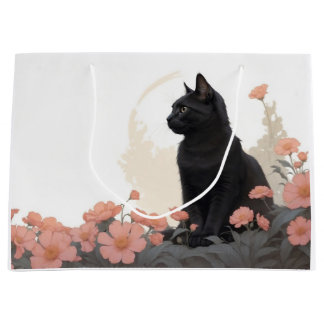 Zwarte kat met jouw tekst of zonder tekst groot cadeauzakje