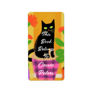 Zwarte kat met kamerplanten Dit boek behoort tot Etiket