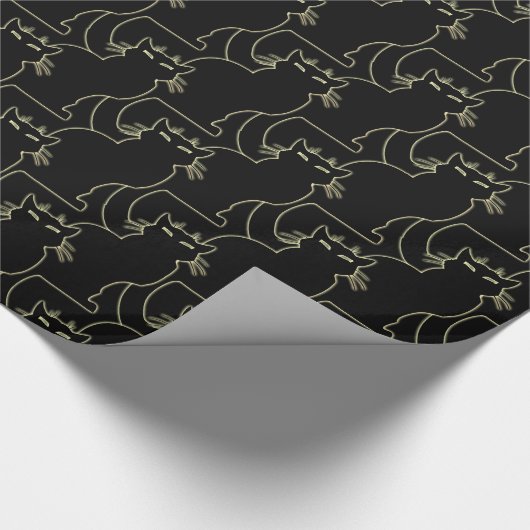 Zwarte kat met karton, kerstpapier cadeaupapier (Hoek)