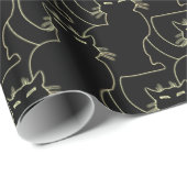 Zwarte kat met karton, kerstpapier cadeaupapier (Rol Hoek)