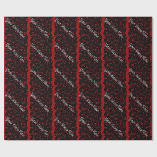 Zwarte kat met karton, kerstpapier cadeaupapier (Vlak)