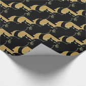 Zwarte kat met karton, kerstpapier cadeaupapier (Hoek)