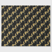 Zwarte kat met karton, kerstpapier cadeaupapier (Vlak)