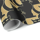 Zwarte kat met karton, kerstpapier cadeaupapier (Rol Hoek)