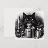 Zwarte Kat met Kerstcadeaus Feestdagenkaart (Voorkant / Achterkant)
