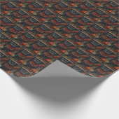 Zwarte Kat met Kerstcadeaus Haard Cadeaupapier (Hoek)