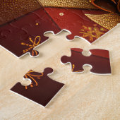 Zwarte Kat met Kerstcadeaus Haard Legpuzzel (Zijkant)