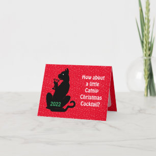 Zwarte kat met kerstcadeautjes Kaart