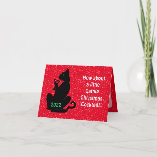 Zwarte kat met kerstcadeautjes Kaart (Voorkant)