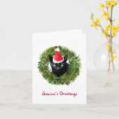 Zwarte kat met kerstkaart kaart (Gele Bloem)