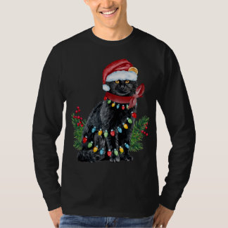Zwarte kat met kerstlampje met flauwte t-shirt