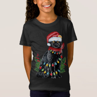 Zwarte kat met kerstlampje met flauwte t-shirt