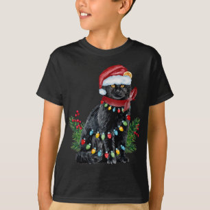 Zwarte kat met kerstlampje met flauwte t-shirt