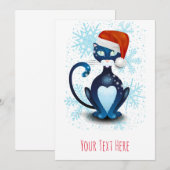 Zwarte kat met Kerstmannenhoed Kaart (Voorkant / Achterkant)