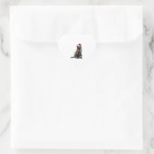 Zwarte kat met kerstmuts kerstverlichting hart sticker (Tas)