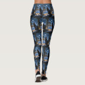 Zwarte Kat Met Kerstverlichting Vakantie Leggings (Achterkant)