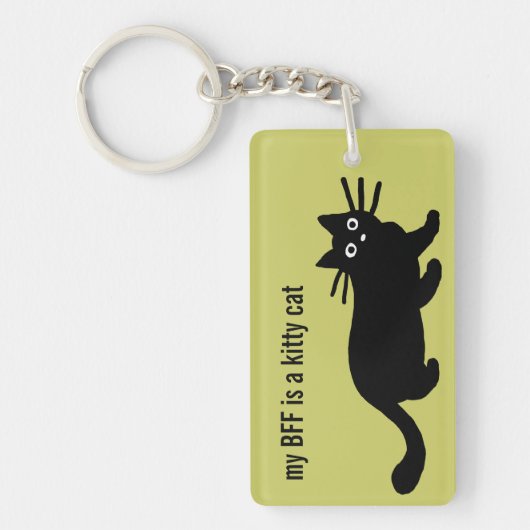 Zwarte Kat met  kleur en tekst Sleutelhanger (Voorkant)