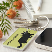 Zwarte Kat met  kleur en tekst Sleutelhanger (Voorkant Rechts)