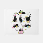 Zwarte Kat met Konijnen Eieren Deurmat (Voorkant)