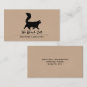 Zwarte kat met lange fluffy staart visitekaartje (Voorkant / Achterkant)