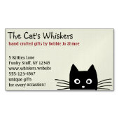 Zwarte kat met lange whiskers visitekaartje magneet (Voorkant)