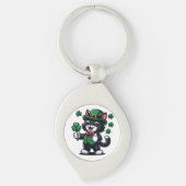 Zwarte Kat met Lucky Clover Sleutelhanger (Voorkant)
