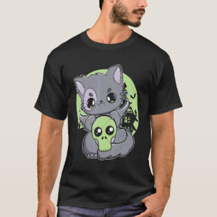 Zwarte Kat Met Magisch Voorwerp Voor Witchcore En T-shirt