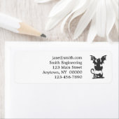 zwarte kat met monstervleugels - Kies achterkleur Etiket (Insitu)