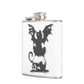 zwarte kat met monstervleugels - Kies achterkleur Heupfles (Links)